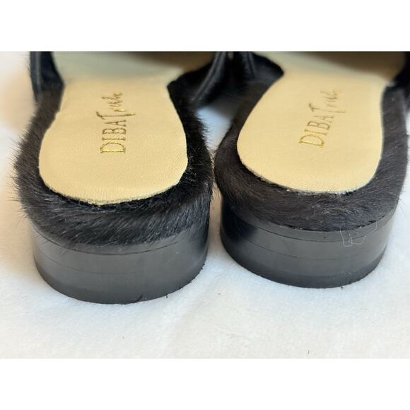Diba True Women’s Sz 7 Black High Up Calf Hair Slip-on Mule Flats Dress Shoe - Picture 9 of 10